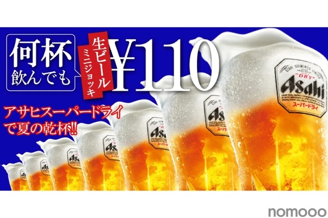 【8月末まで】安すぎ！何杯飲んでも生ビール110円のキャンペーン開催中