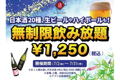 超お得！時間無制限の飲み放題1,250円の“日本酒原価酒蔵”がお得 画像