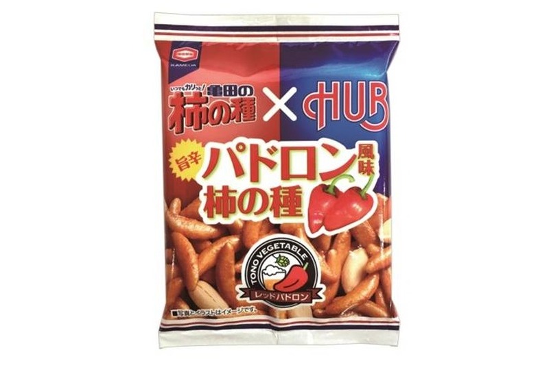 キリン×亀田製菓×ハブのコラボレーション！「亀田の柿の種 パドロン風味」がＨＵＢで限定発売