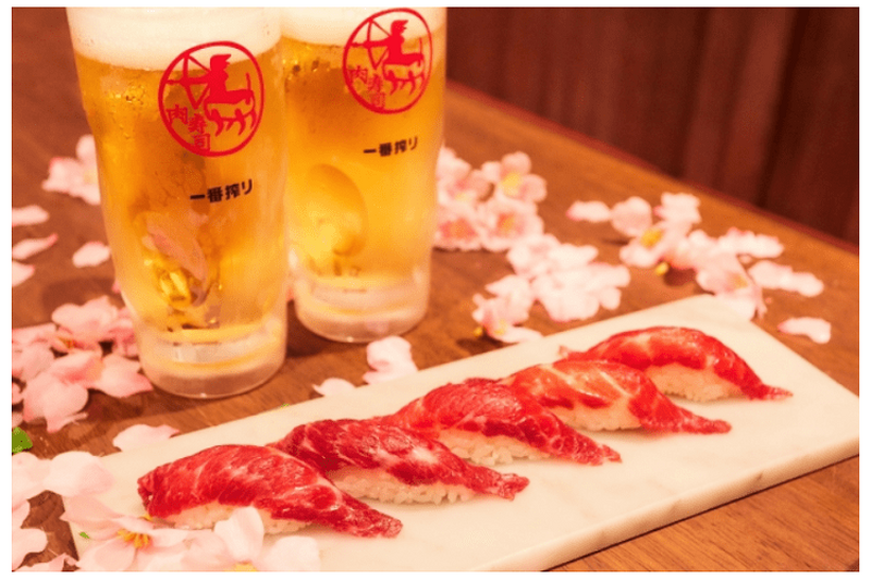桜肉寿司無料&ドリンク39円！『肉寿司』5店舗での桜祭りを楽しんで！！