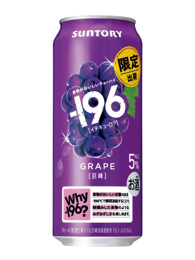 【シリーズ販売数量3,000万本突破！果物がおいしいチューハイ】「－１９６〈巨峰〉」期間限定新発売