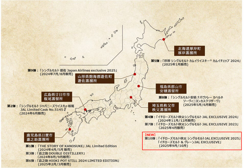 JAL国際線でイチローズモルト限定ウイスキー販売＆秩父蒸溜所の特別見学会も開催
