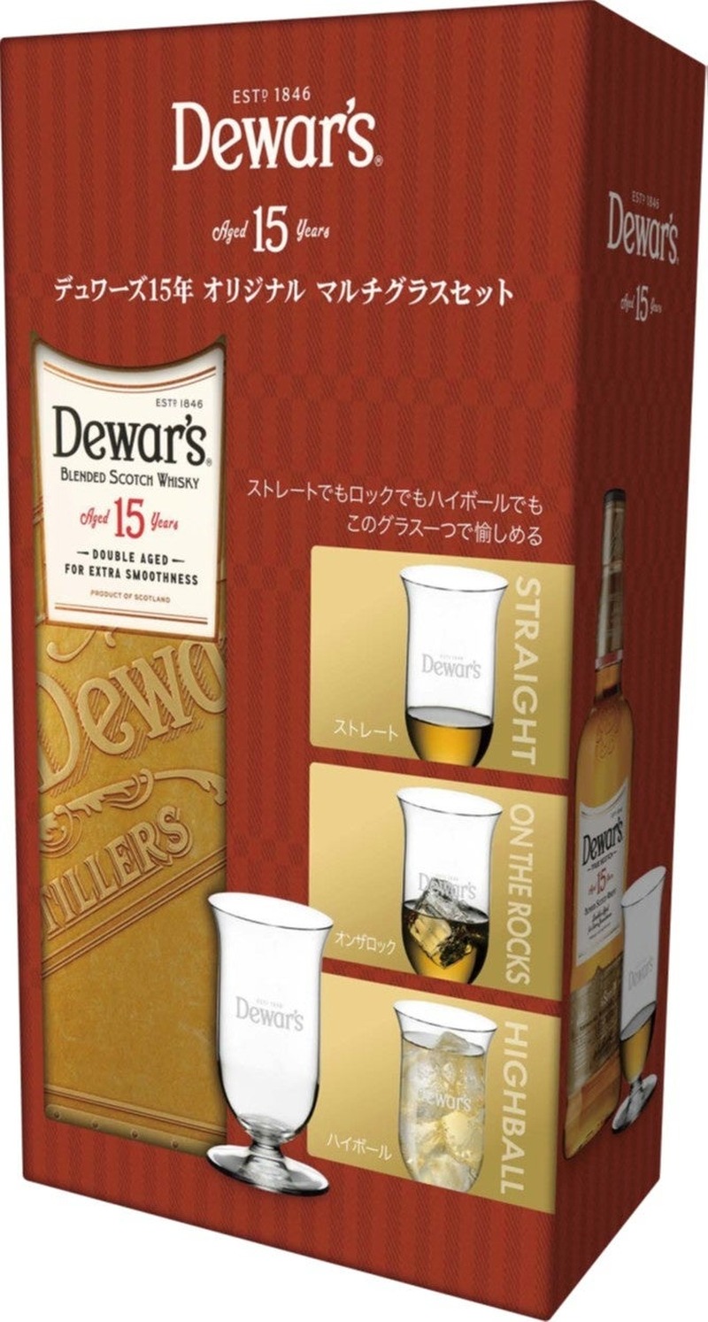 【国内売上No.1ブランド！】「デュワーズ　ホワイト・ラベル　アイススクープ付き」「デュワーズ15年　オリジナルマルチグラス付き」発売