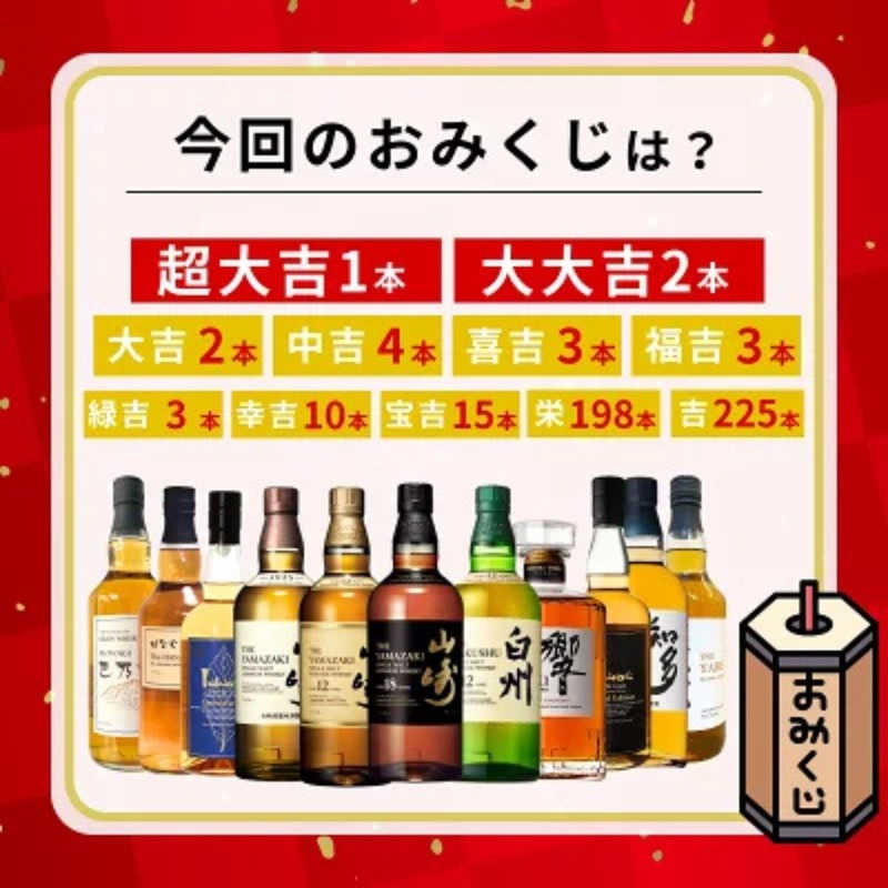 【1等は「山崎18年」！最高峰ウイスキーが3,980円で当たるかも！？】「第88弾 豪華ウイスキーみくじ」販売