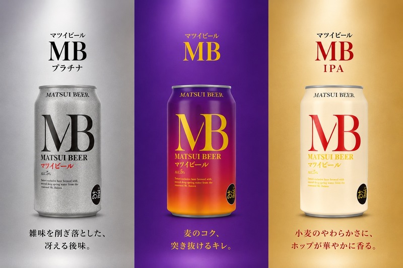 【究極のスタンダードビール！】松井酒造「マツイビール MB」「マツイビール MB プラチナ」「マツイビール MB IPA」新発売