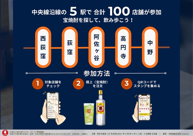 中央線5駅・100店舗を飲み歩き！「宝探し飲み歩き 2026」が9月14日～18日に開催