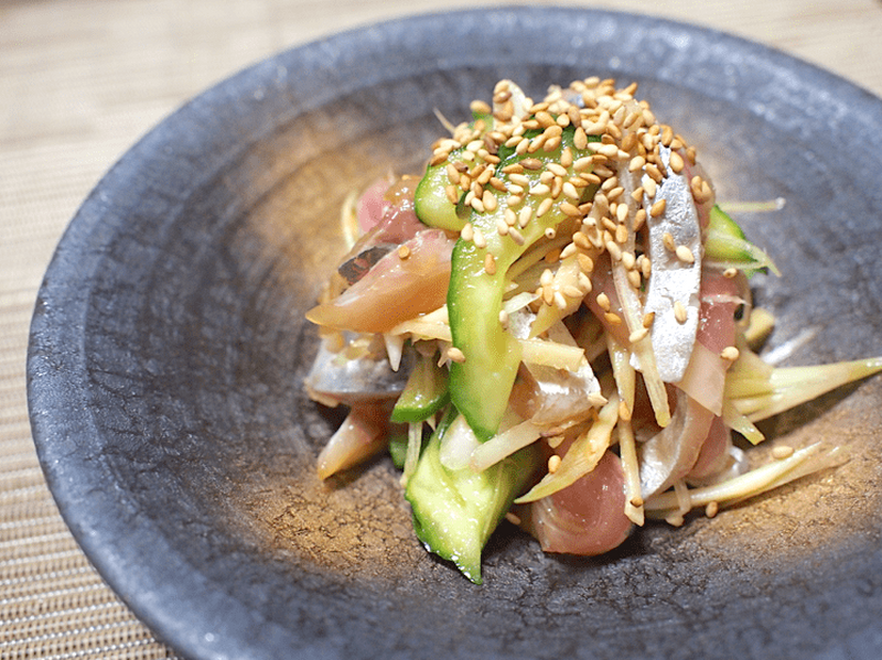 日本酒が進む味秋おつまみ！噛むたび美味しい「アジの薬味和え」