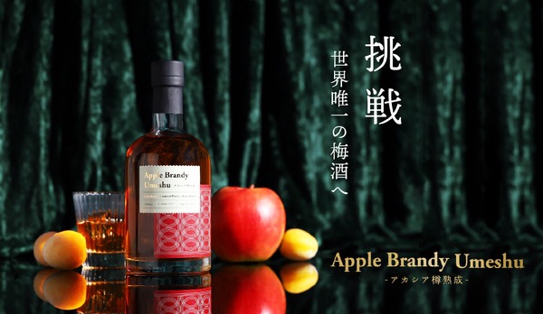 【林檎ブランデー仕込みの珍しい梅酒！】「Apple Brandy Umeshu -アカシア樽熟成-」販売 画像
