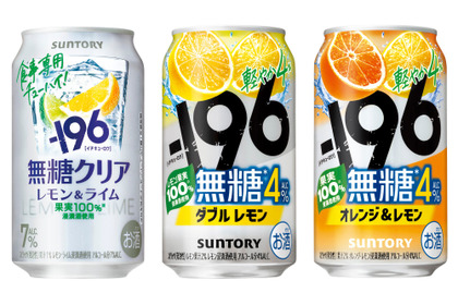 【サントリーから「－１９６無糖〈クリア〉」が新発売！】また「ダブルレモン」「オレンジ＆レモン」がパッケージリニューアル 画像