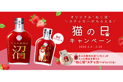 【猫の日を彩る「ねこ沼」ステッカー付き！】『PARLORあらごし 大人の果肉の沼「いちご」』限定セットが販売 画像