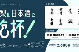 【24銘柄が集結！】「山梨の日本酒で乾杯！酒は、水。～6つの名水が醸す、表情豊かで清冽な味わい～」開催 画像