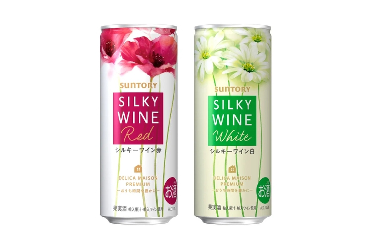 注目の缶ワイン「デリカメゾンプレミアム シルキーワイン」の赤・白が新発売！