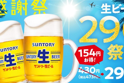 【夏の感謝祭！生ビール290円祭り】「焼肉の和民」で生ビールが何杯でもお得