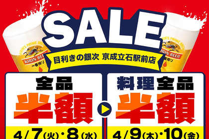【目利きの銀次】京成立石駅前店が4日間限定セールを開催！店内全品半額に