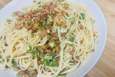 【おつまみレシピ】出汁パック使用で簡単！「納豆とオクラの冷製出汁パスタ」 画像