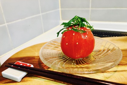 【レシピ】めんつゆに浸すだけ！「丸ごとトマトのおひたし」 画像