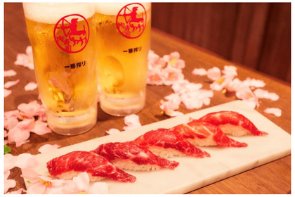 桜肉寿司無料&ドリンク39円！『肉寿司』5店舗での桜祭りを楽しんで！！ 画像
