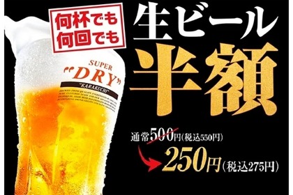 【激安】何杯でも生ビール半額250円！お得な牛角キャンペーンを見逃すな！ 画像