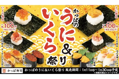 【超お得】豪華ネタがお手頃価格！かっぱ寿司「かっぱのうに＆いくら祭り」開催 画像