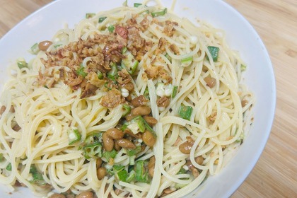【おつまみレシピ】出汁パック使用で簡単！「納豆とオクラの冷製出汁パスタ」 画像