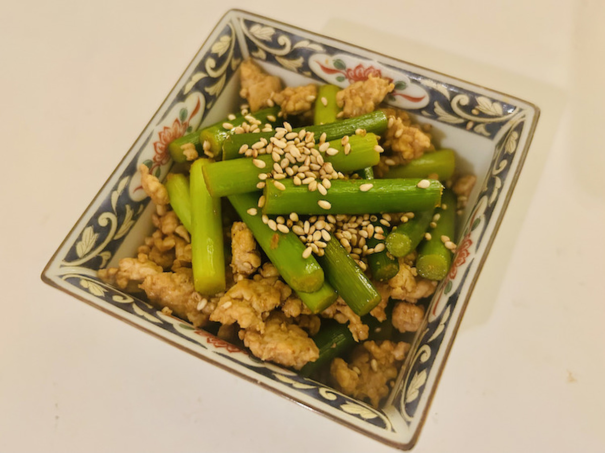 【レシピ】安い！早い！旨い！の三拍子おつまみ「にんにくの芽と挽肉の炒め物」