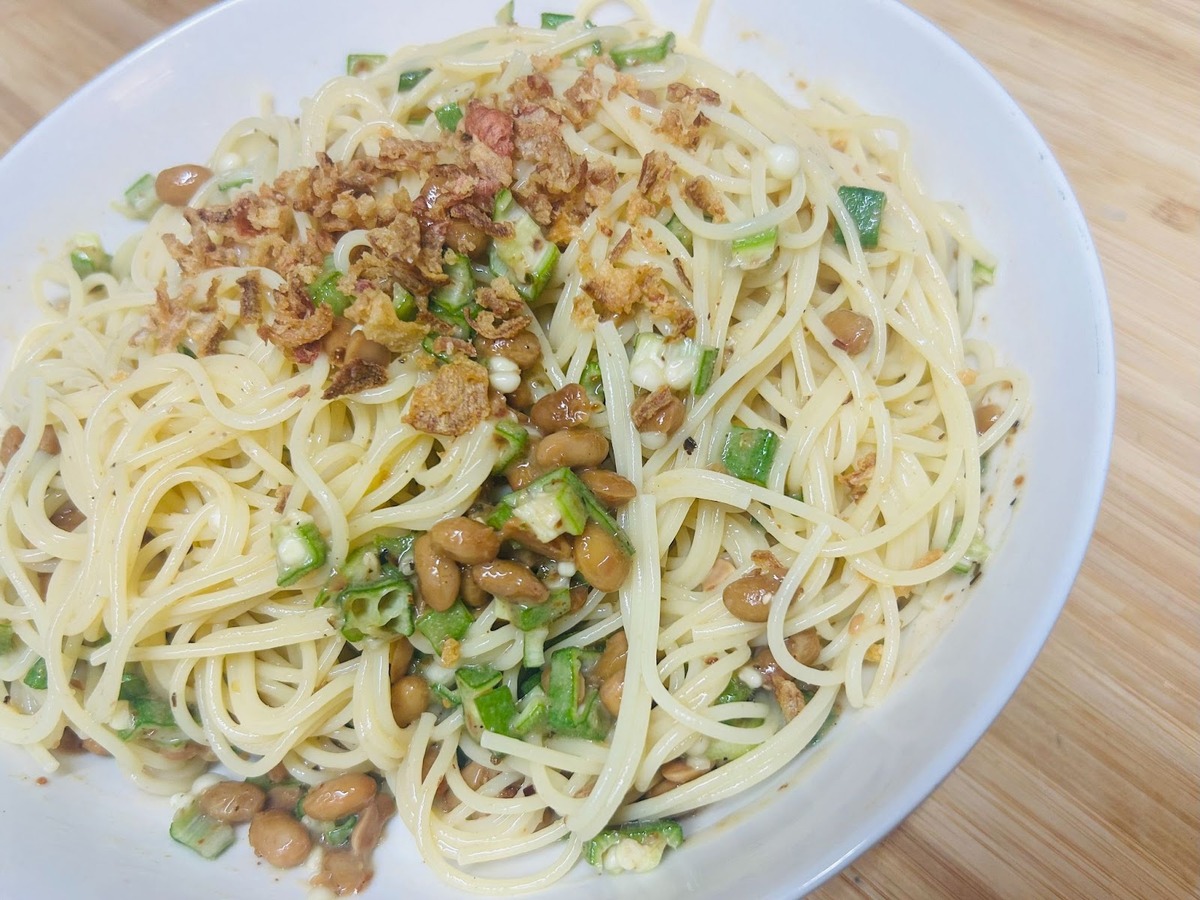 【おつまみレシピ】出汁パック使用で簡単！「納豆とオクラの冷製出汁パスタ」