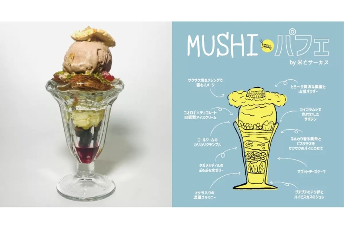 【衝撃...昆虫を使った“MUSHIパフェ”って...なに！？】昆虫×ジビエ居酒屋「米とサーカス」で展開