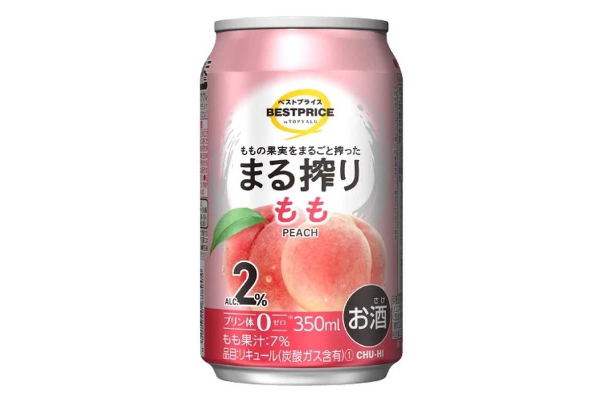 【衝撃価格！104円の缶チューハイが発売】イオンの“アルコール2%チューハイ”がうますぎると話題！「まる搾り もも」新発売