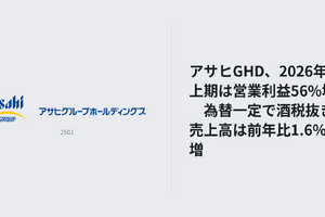 アサヒGHD、2026年上期は営業利益56%増　為替一定で酒税抜き売上高は前年比1.6%増 画像