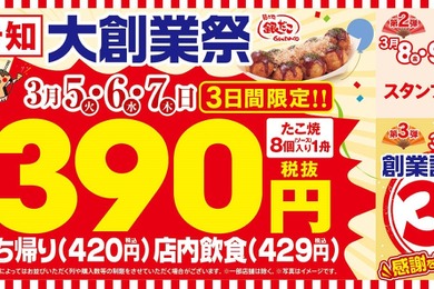 【激安】「銀だこ」大創業祭が開催！たこ焼きが390円で楽しめる！！