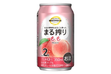 【衝撃価格！104円の缶チューハイが発売】イオンの“アルコール2%チューハイ”がうますぎると話題！「まる搾り もも」新発売